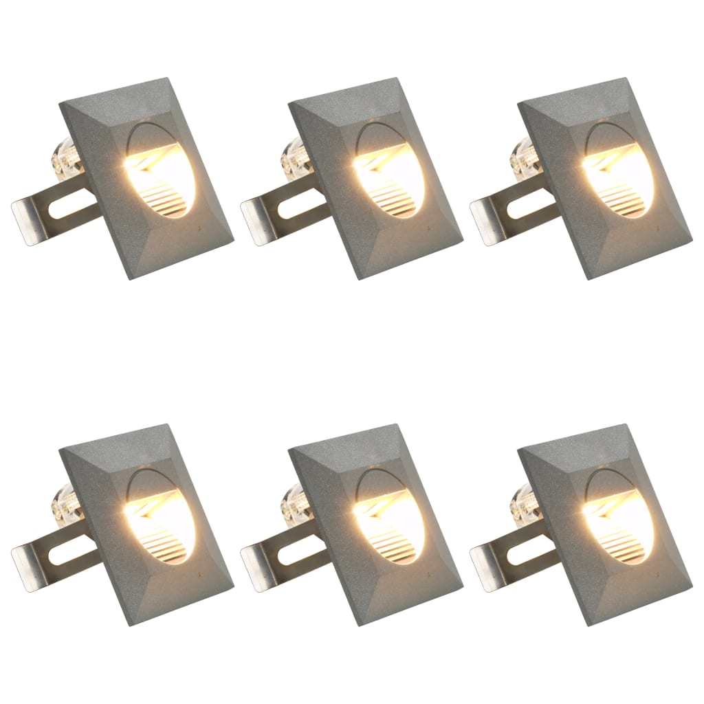 vidaXL Lămpi de perete LED de exterior, 6 buc., argintiu, 5 W, pătrat