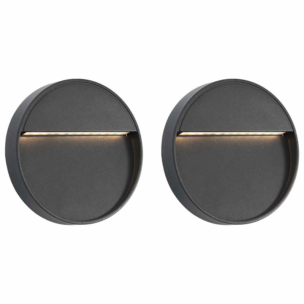 vidaXL Lămpi de perete LED de exterior, 2 buc., negru, 3 W, rotund vidaXL Lămpi de perete LED de exterior, 2 buc., negru, 3 W, rotund