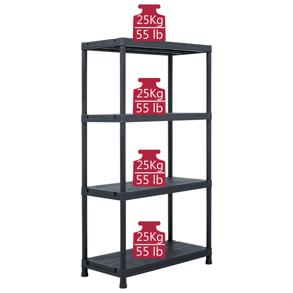 vidaXL Raft de depozitare, negru, 60 x 30 x 138 cm, plastic, 100 kg vidaXL Raft de depozitare, negru, 60 x 30 x 138 cm, plastic, 100 kg