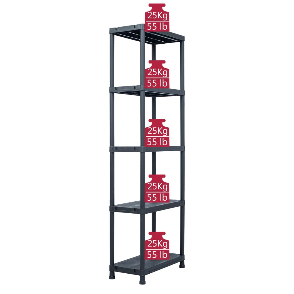 vidaXL Raft de depozitare, negru, 60 x 30 x 180 cm, plastic, 125 kg vidaXL Raft de depozitare, negru, 60 x 30 x 180 cm, plastic, 125 kg