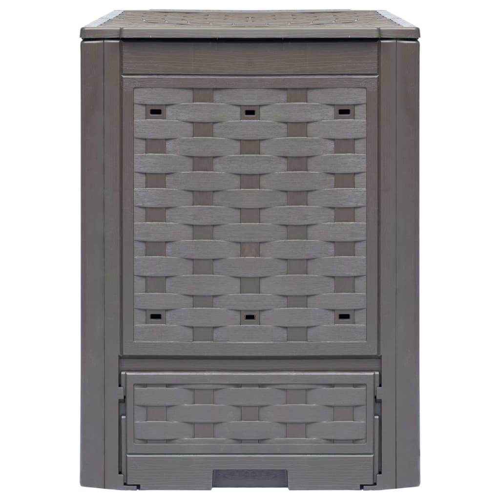 vidaXL Compostor de grădină, maro, 60x60x83 cm, 300 L plastic ratan vidaXL Compostor de grădină, maro, 60x60x83 cm, 300 L plastic ratan