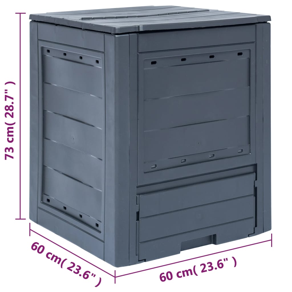 vidaXL Compostor de grădină, gri, 60 x 60 x 73 cm, 260 L vidaXL Compostor de grădină, gri, 60 x 60 x 73 cm, 260 L
