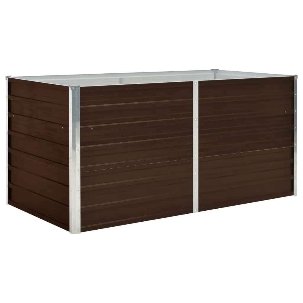vidaXL Strat înălțat de grădină, maro, 160x80x77 cm, oțel galvanizat vidaXL Strat înălțat de grădină, maro, 160x80x77 cm, oțel galvanizat