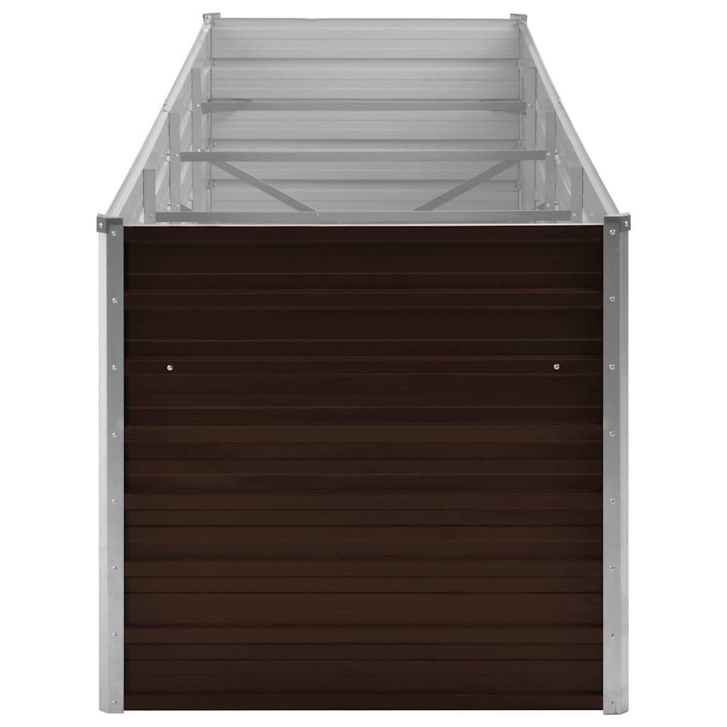 vidaXL Strat înălțat de grădină, maro, 320x80x77 cm, oțel galvanizat