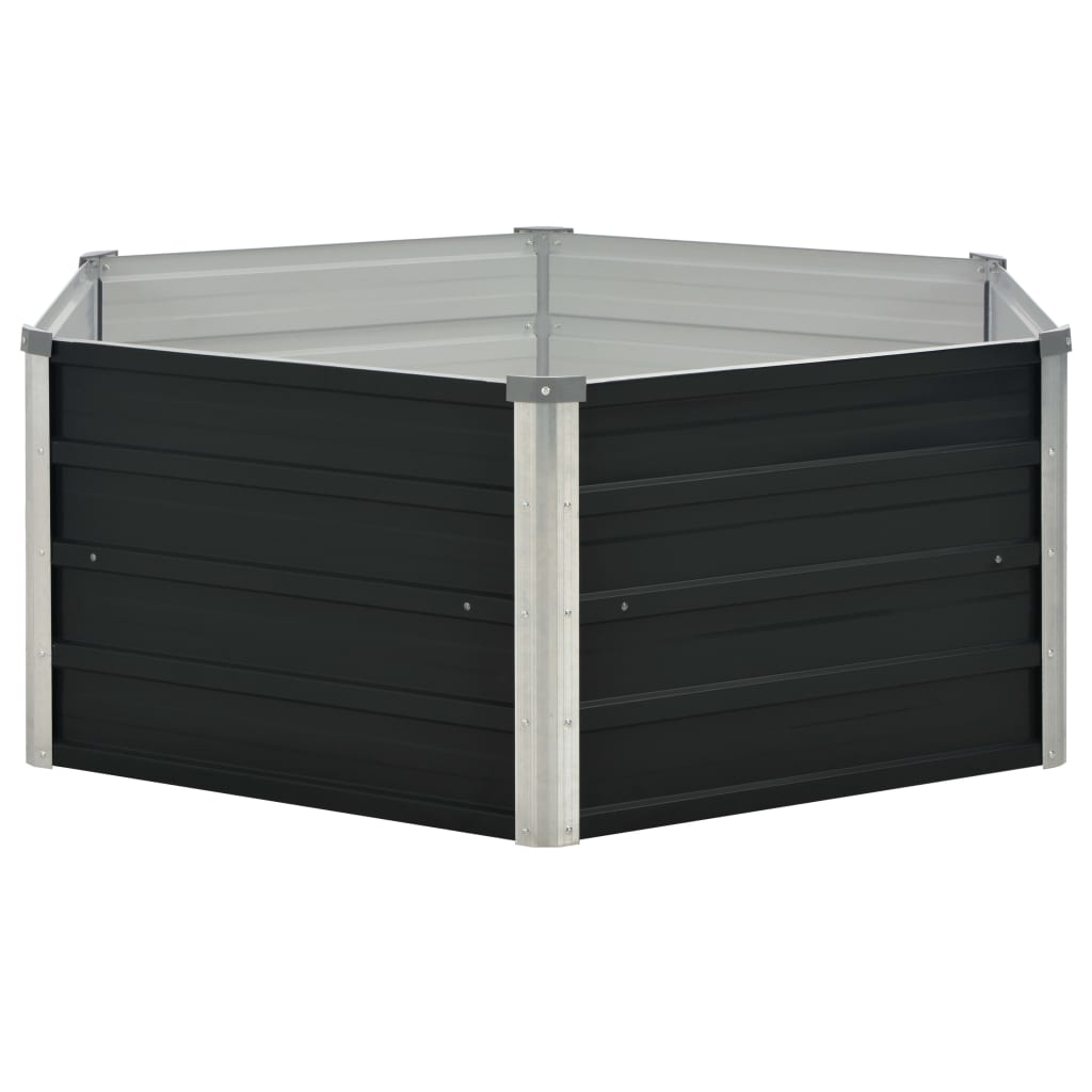 vidaXL Strat înălțat de grădină antracit 129x129x45 cm oțel galvanizat