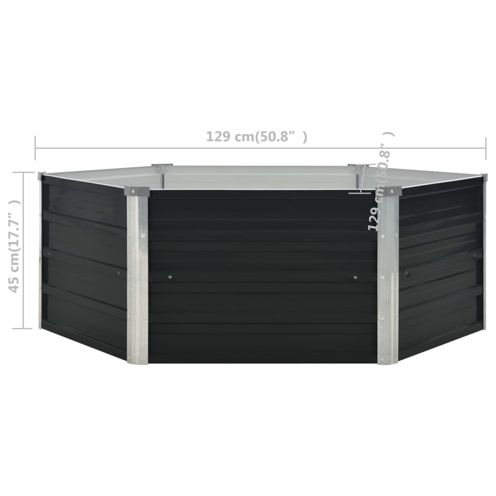 vidaXL Strat înălțat de grădină antracit 129x129x45 cm oțel galvanizat