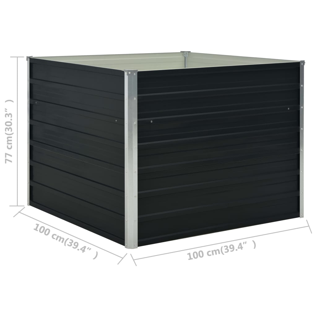 vidaXL Strat înălțat de grădină antracit 100x100x77 cm oțel galvanizat