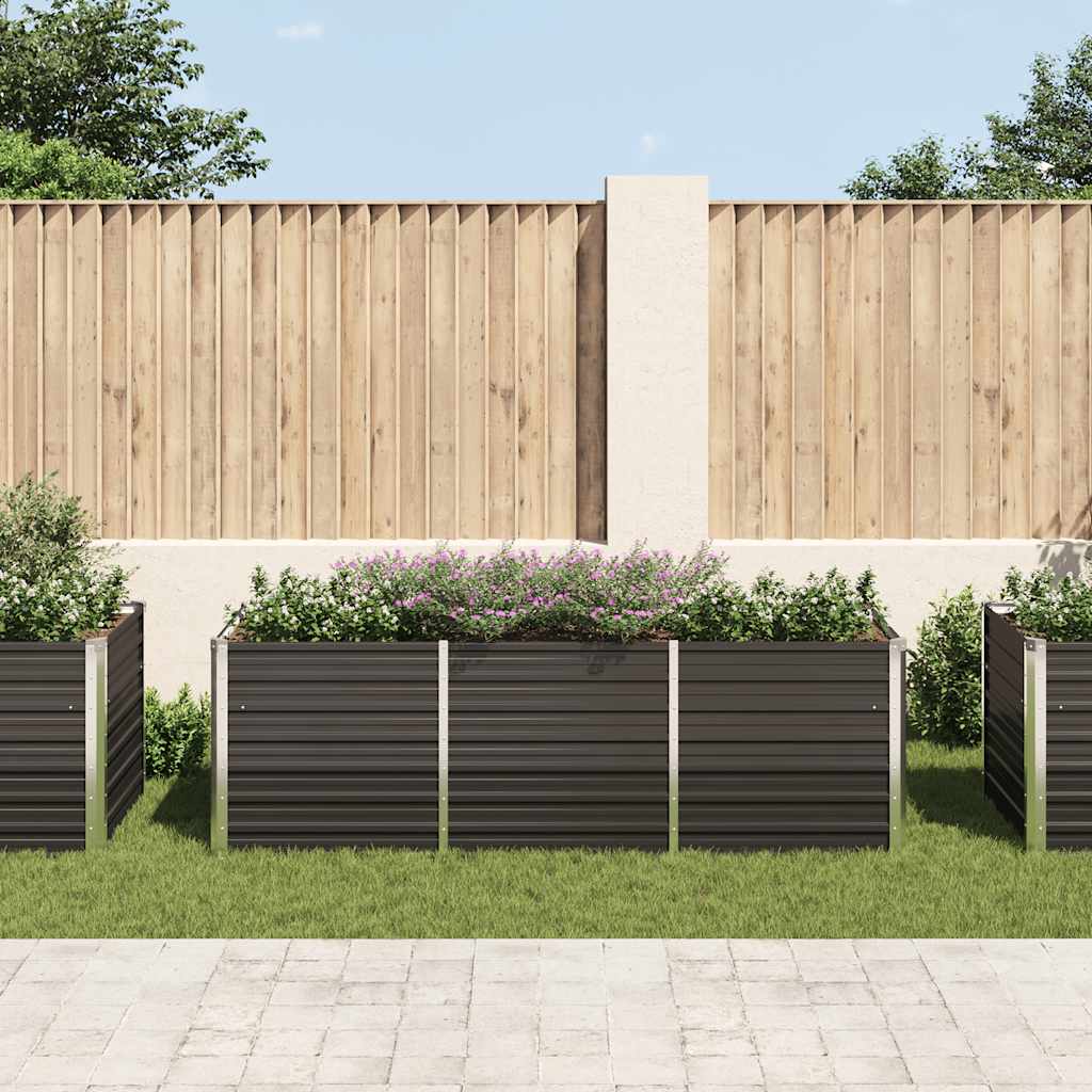 vidaXL Strat înălțat de grădină antracit 240x80x77 cm oțel galvanizat vidaXL Strat înălțat de grădină antracit 240x80x77 cm oțel galvanizat