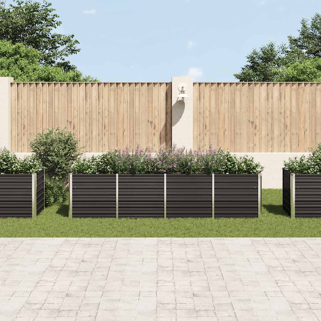 vidaXL Strat înălțat de grădină antracit 320x80x77 cm oțel galvanizat