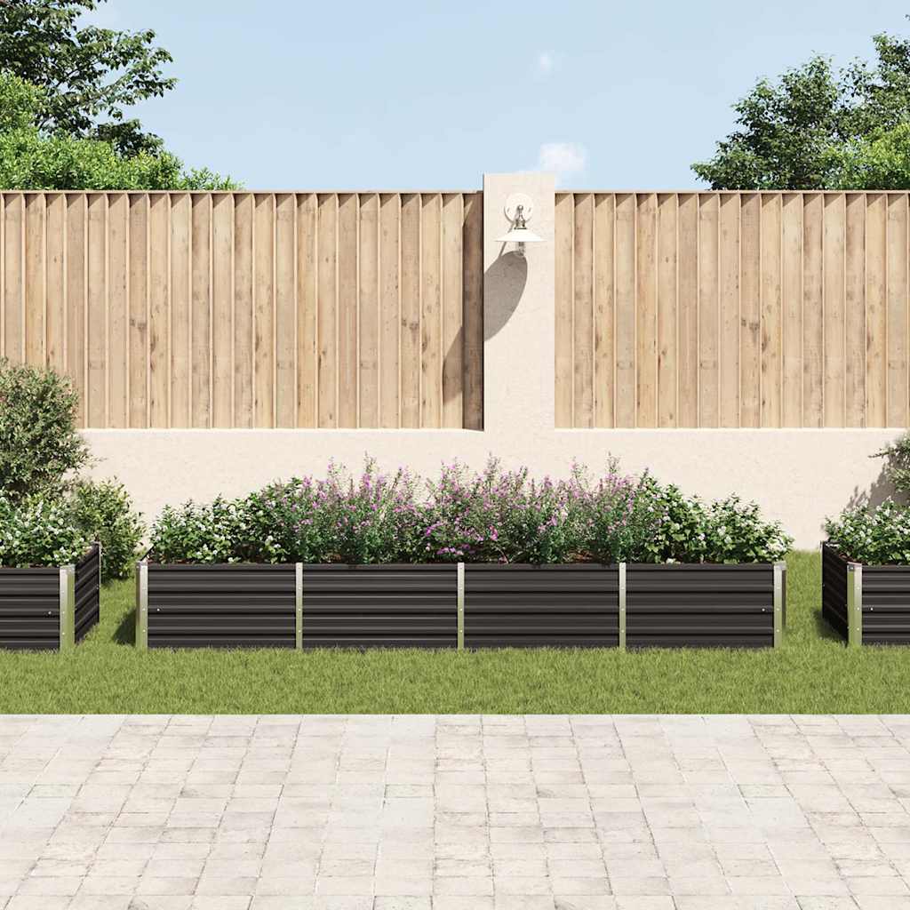 vidaXL Strat înălțat de grădină antracit 320x80x45 cm oțel galvanizat