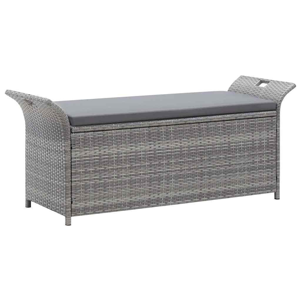 vidaXL Bancă de depozitare cu pernă, gri, 138 cm, poliratan vidaXL Bancă de depozitare cu pernă, gri, 138 cm, poliratan