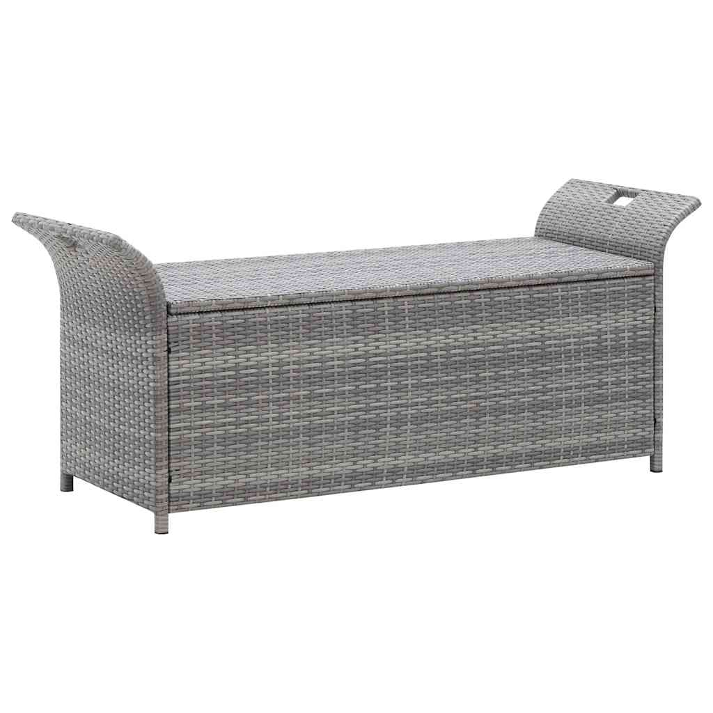 vidaXL Bancă de depozitare cu pernă, gri, 138 cm, poliratan vidaXL Bancă de depozitare cu pernă, gri, 138 cm, poliratan