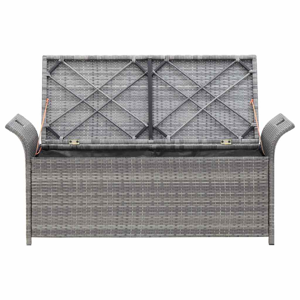 vidaXL Bancă de depozitare cu pernă, gri, 138 cm, poliratan vidaXL Bancă de depozitare cu pernă, gri, 138 cm, poliratan