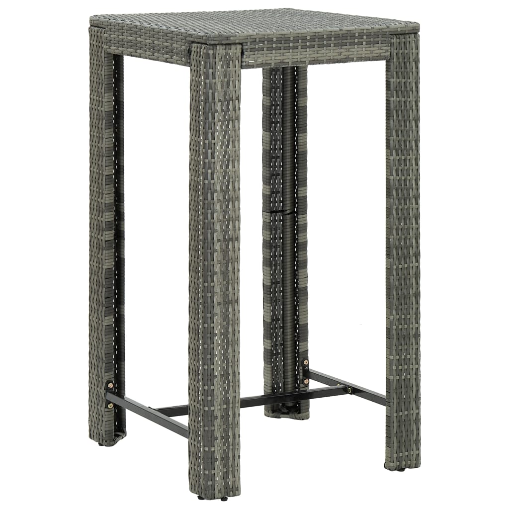 vidaXL Masă de bar de grădină, gri, 60,5 x 60,5 x 110,5 cm, poliratan vidaXL Masă de bar de grădină, gri, 60,5 x 60,5 x 110,5 cm, poliratan