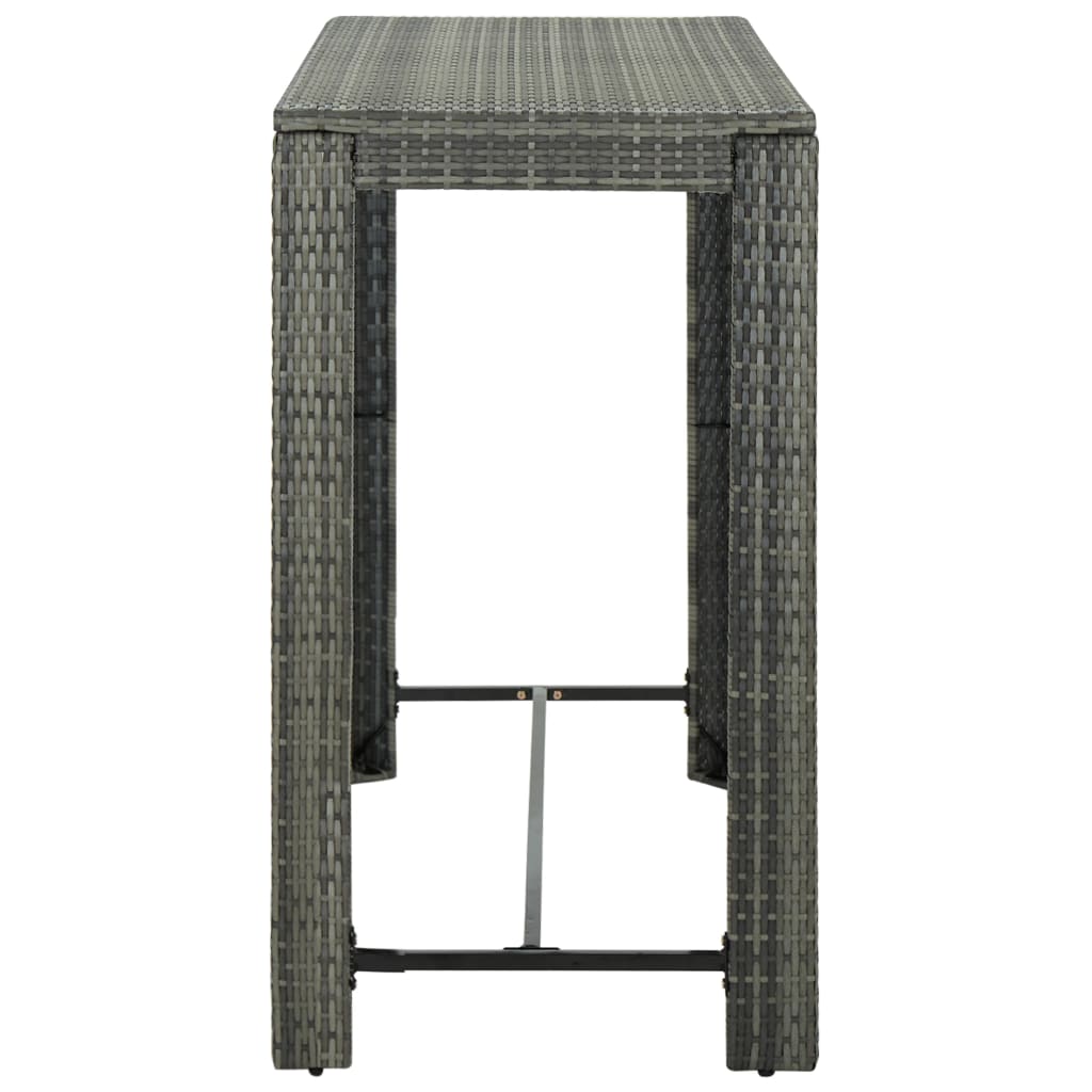 vidaXL Masă de bar de grădină, gri, 140,5 x 60,5 x 110,5 cm, poliratan vidaXL Masă de bar de grădină, gri, 140,5 x 60,5 x 110,5 cm, poliratan