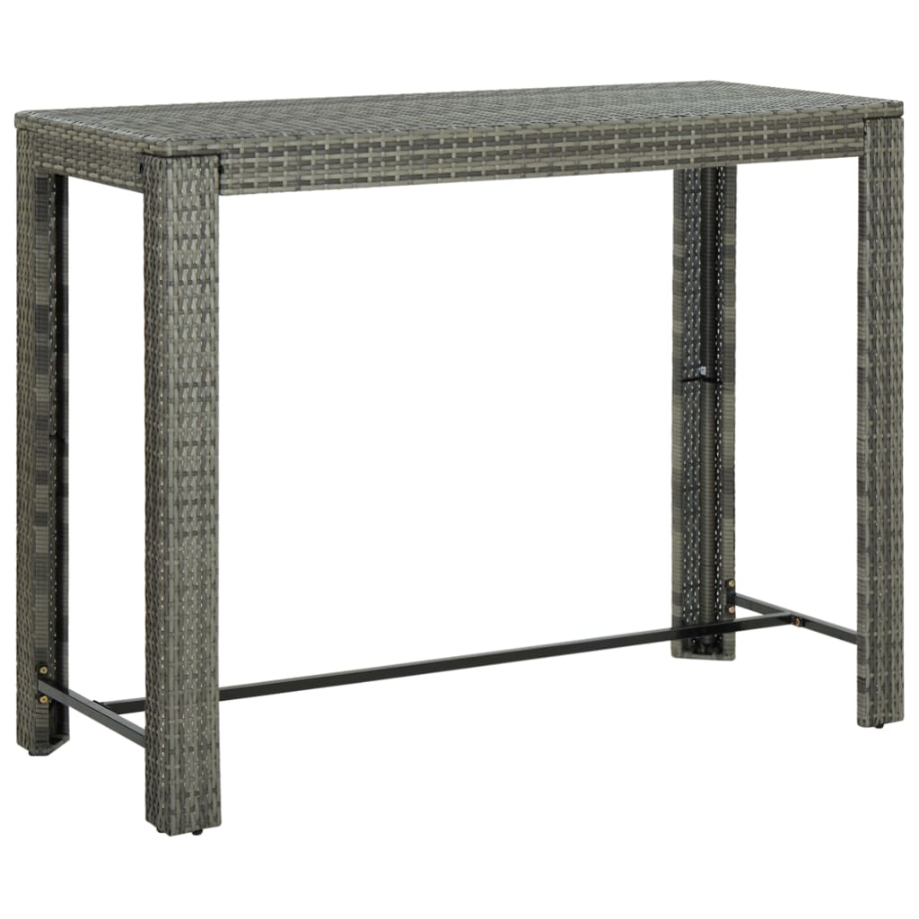 vidaXL Masă de bar de grădină, gri, 140,5 x 60,5 x 110,5 cm, poliratan vidaXL Masă de bar de grădină, gri, 140,5 x 60,5 x 110,5 cm, poliratan