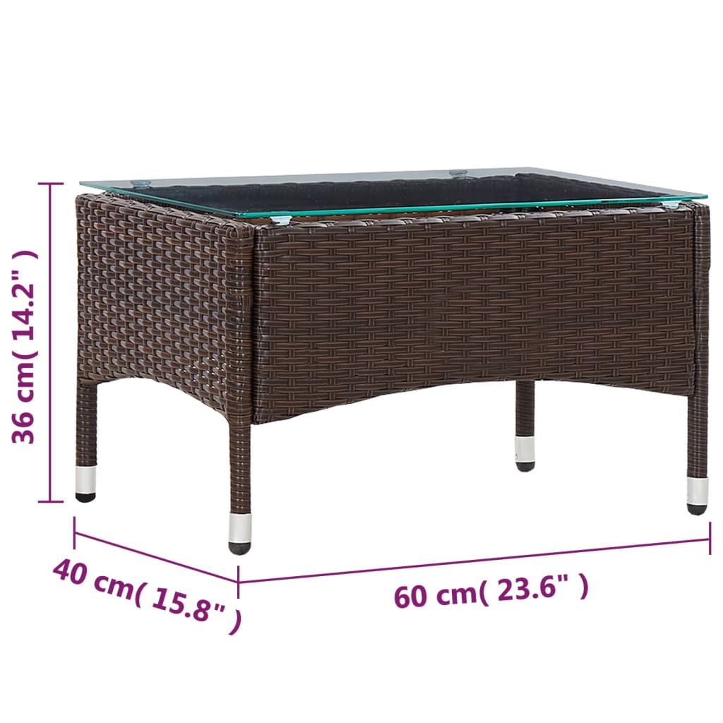 vidaXL Măsuță de cafea, maro, 60 x 40 x 36 cm, poliratan vidaXL Măsuță de cafea, maro, 60 x 40 x 36 cm, poliratan