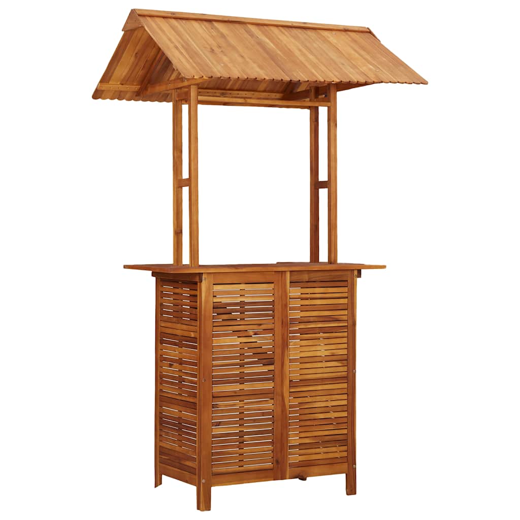 vidaXL Masă de bar exterior cu acoperiș, 113x106x217 cm, lemn acacia