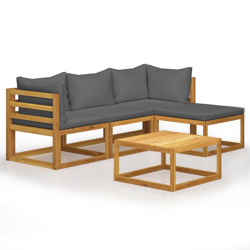 vidaXL Set mobilier grădină cu perne, 5 piese, lemn masiv acacia
