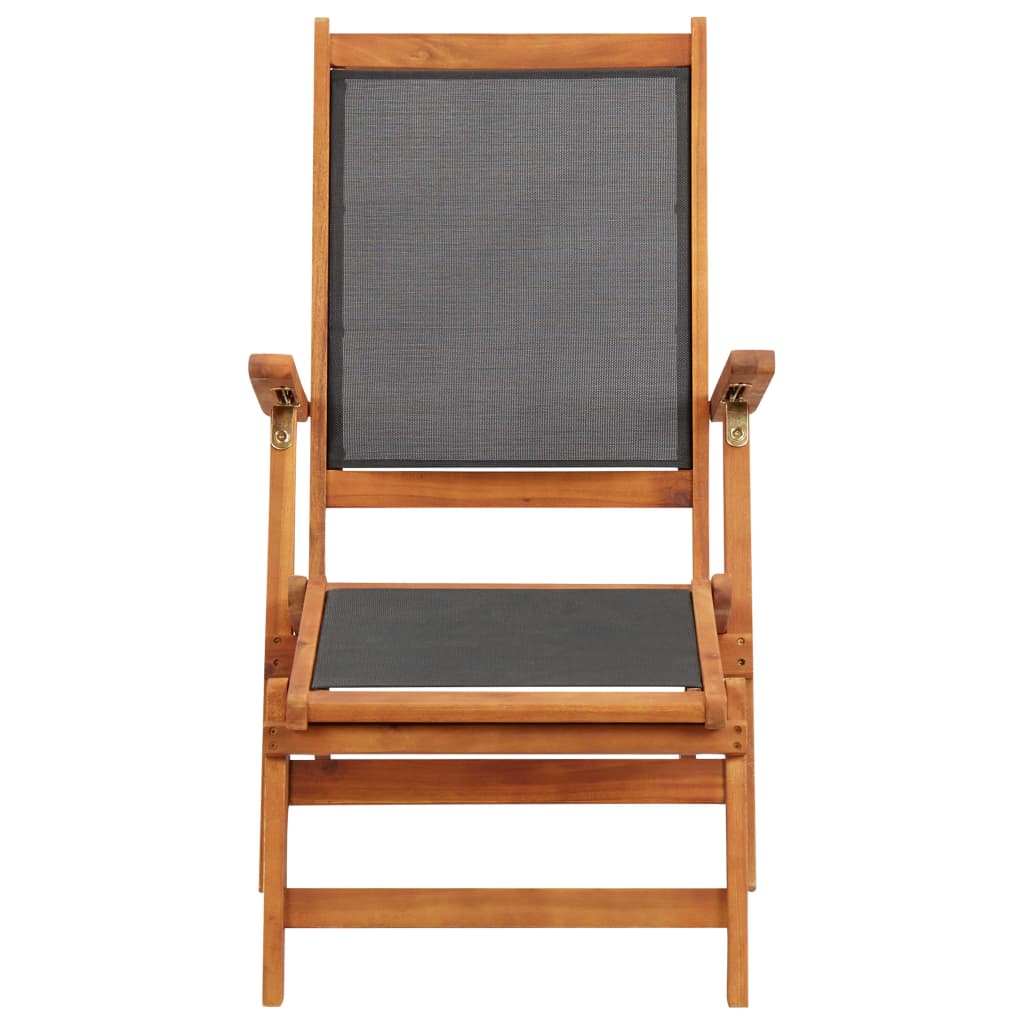 vidaXL Scaun șezlong de exterior, lemn masiv de acacia și textilenă vidaXL Scaun șezlong de exterior, lemn masiv de acacia și textilenă
