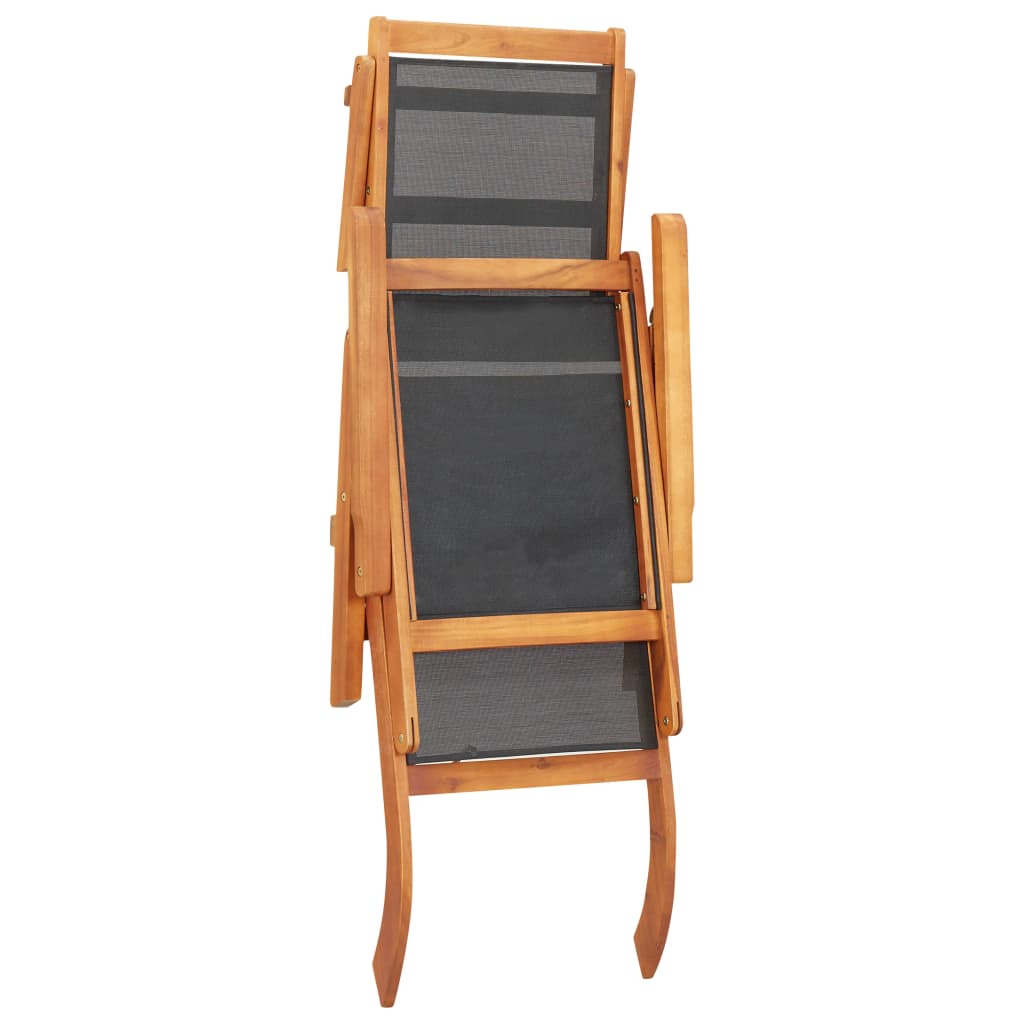 vidaXL Scaun șezlong de exterior, lemn masiv de acacia și textilenă vidaXL Scaun șezlong de exterior, lemn masiv de acacia și textilenă