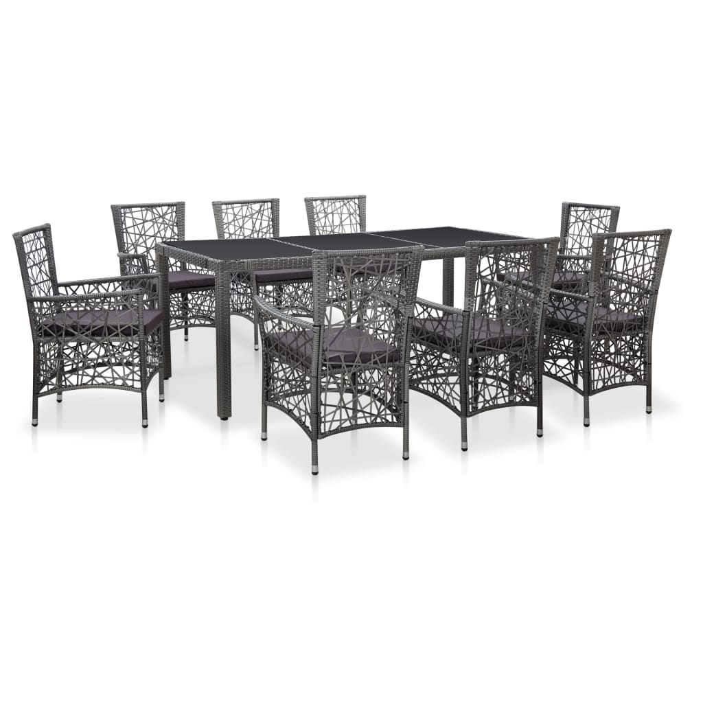 vidaXL Set mobilier de grădină, 9 piese, gri, poliratan vidaXL Set mobilier de grădină, 9 piese, gri, poliratan