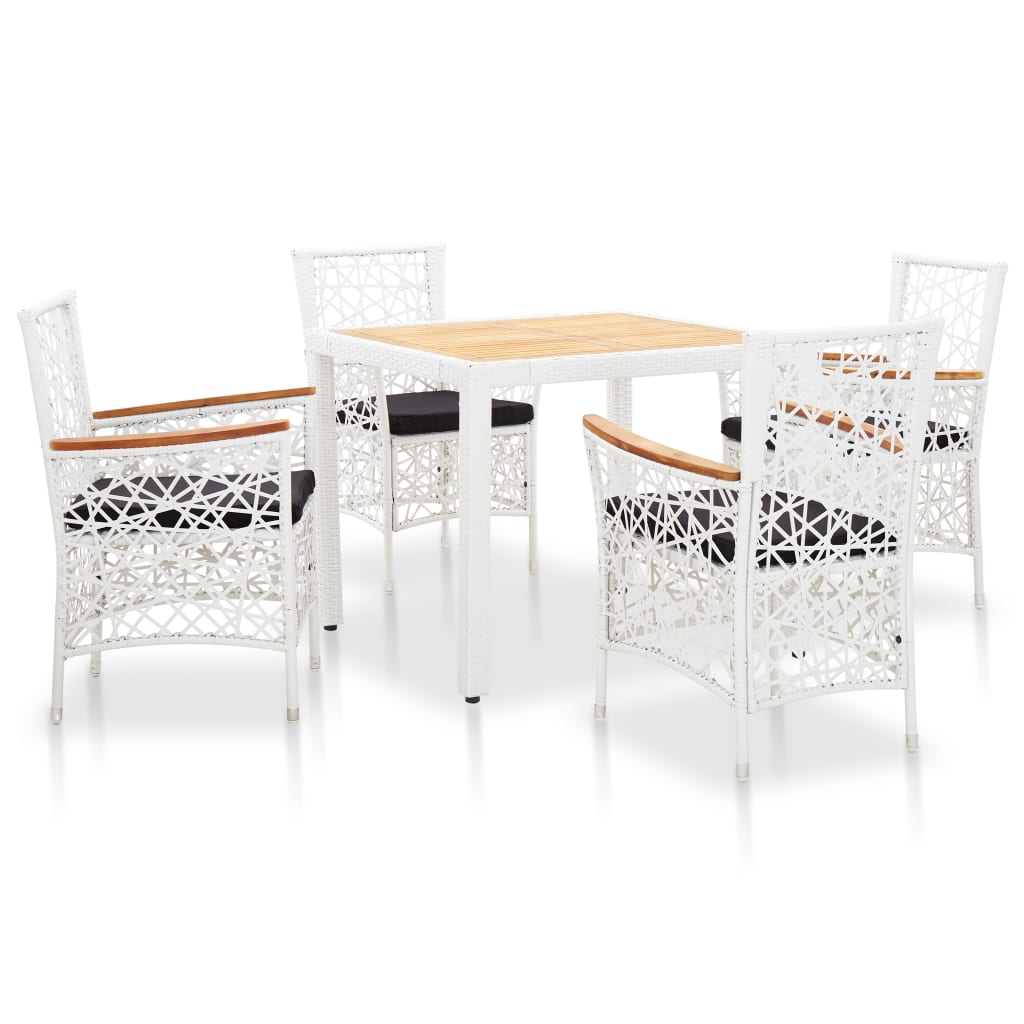 vidaXL Set mobilier de grădină, 5 piese, alb, poliratan vidaXL Set mobilier de grădină, 5 piese, alb, poliratan