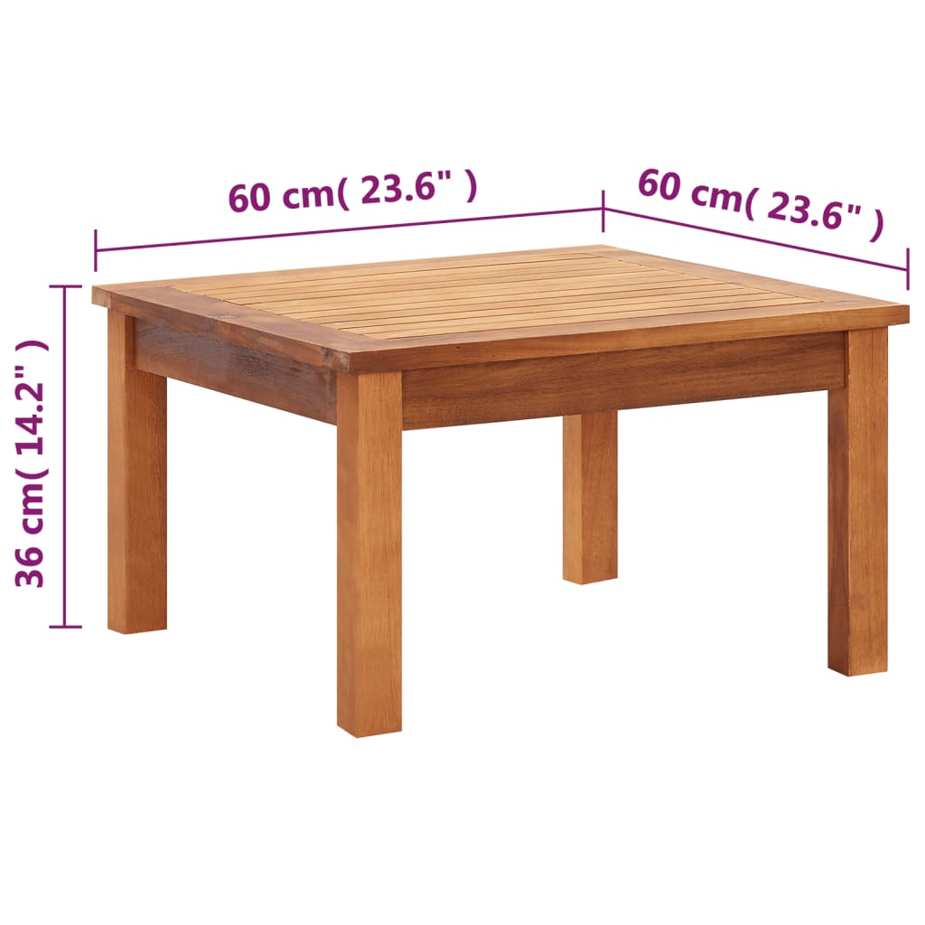 vidaXL Măsuță de cafea de grădină, 60x60x36 cm, lemn masiv acacia vidaXL Măsuță de cafea de grădină, 60x60x36 cm, lemn masiv acacia