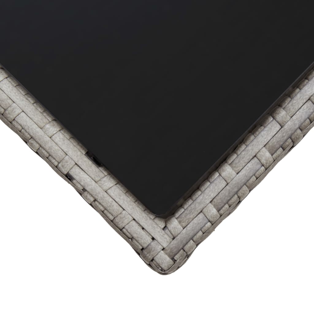 vidaXL Măsuță de cafea, gri, 45 x 45 x 40 cm, poliratan și sticlă vidaXL Măsuță de cafea, gri, 45 x 45 x 40 cm, poliratan și sticlă