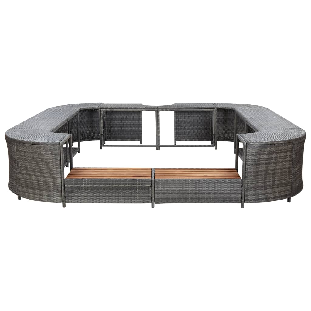 vidaXL Mobilier împrejmuire spa gri 268x268x55 cm poliratan pătrat