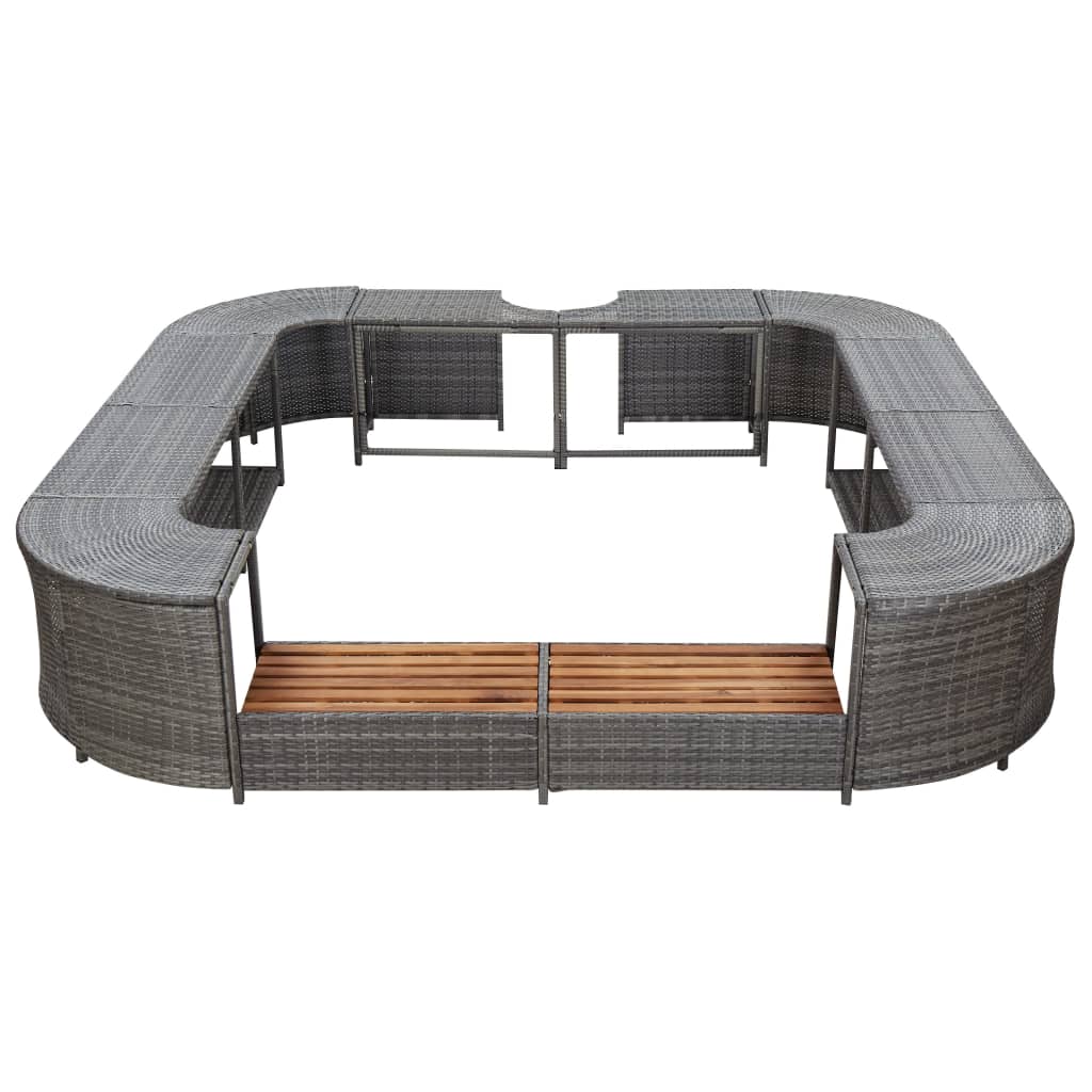 vidaXL Mobilier împrejmuire spa gri 268x268x55 cm poliratan pătrat