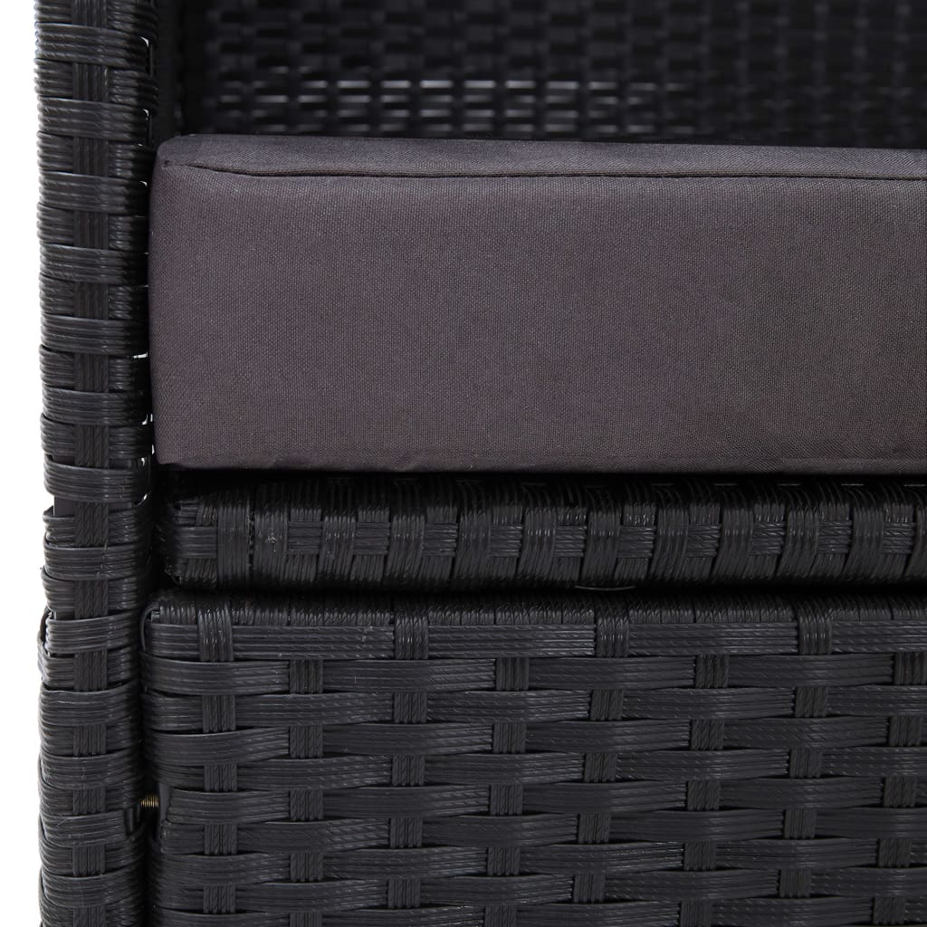 vidaXL Pat canapea de exterior cu copertină, negru, poliratan vidaXL Pat canapea de exterior cu copertină, negru, poliratan