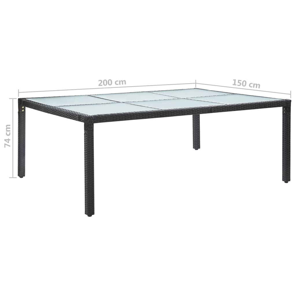 vidaXL Masă de exterior, negru, 200x150x74 cm, poliratan vidaXL Masă de exterior, negru, 200x150x74 cm, poliratan