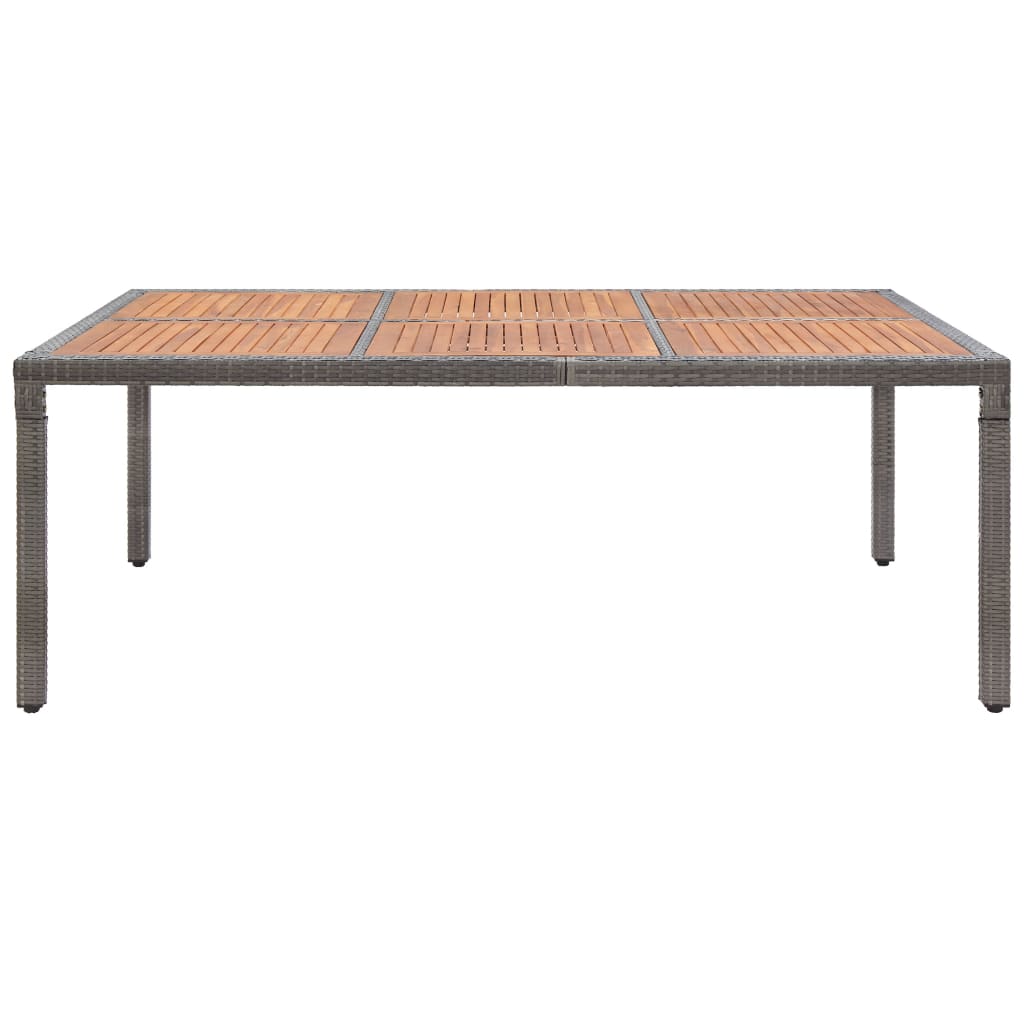 vidaXL Masă de grădină, gri, 200x150x74 cm, poliratan și lemn acacia vidaXL Masă de grădină, gri, 200x150x74 cm, poliratan și lemn acacia