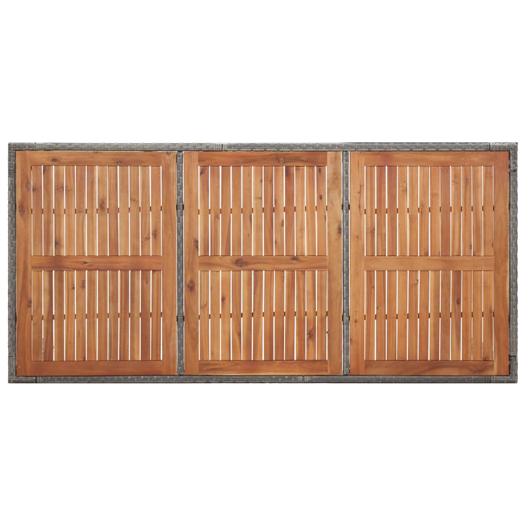 vidaXL Masă de grădină, gri, 200x150x74 cm, poliratan și lemn acacia vidaXL Masă de grădină, gri, 200x150x74 cm, poliratan și lemn acacia