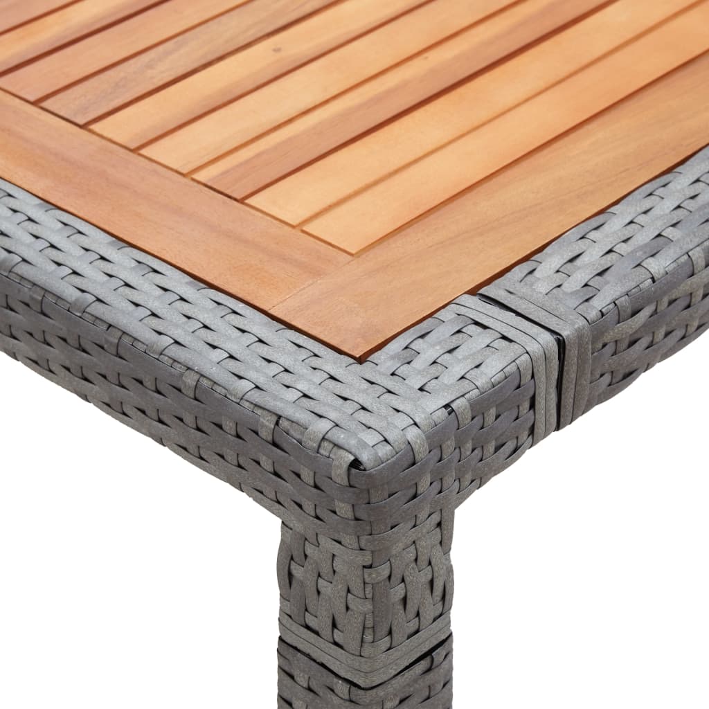vidaXL Masă de grădină, gri, 200x150x74 cm, poliratan și lemn acacia vidaXL Masă de grădină, gri, 200x150x74 cm, poliratan și lemn acacia