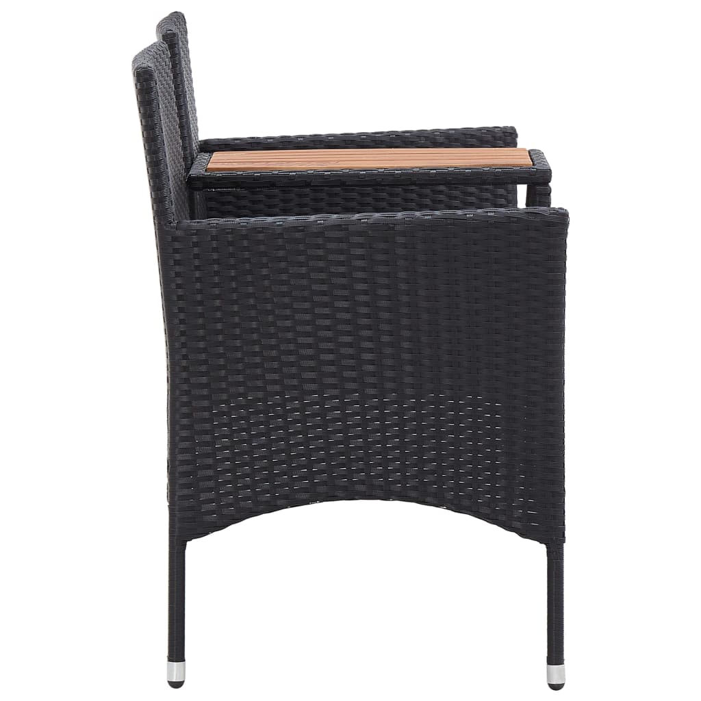 vidaXL Bancă de grădină cu măsuță, 2 locuri, negru, 143 cm, poliratan vidaXL Bancă de grădină cu măsuță, 2 locuri, negru, 143 cm, poliratan