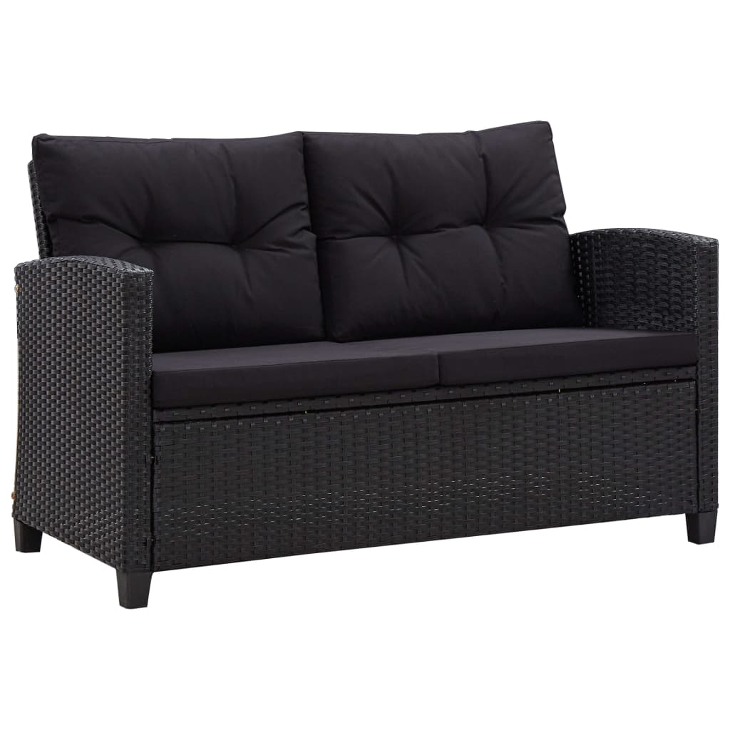 vidaXL Set mobilier de grădină cu perne, 6 piese, negru, poliratan vidaXL Set mobilier de grădină cu perne, 6 piese, negru, poliratan