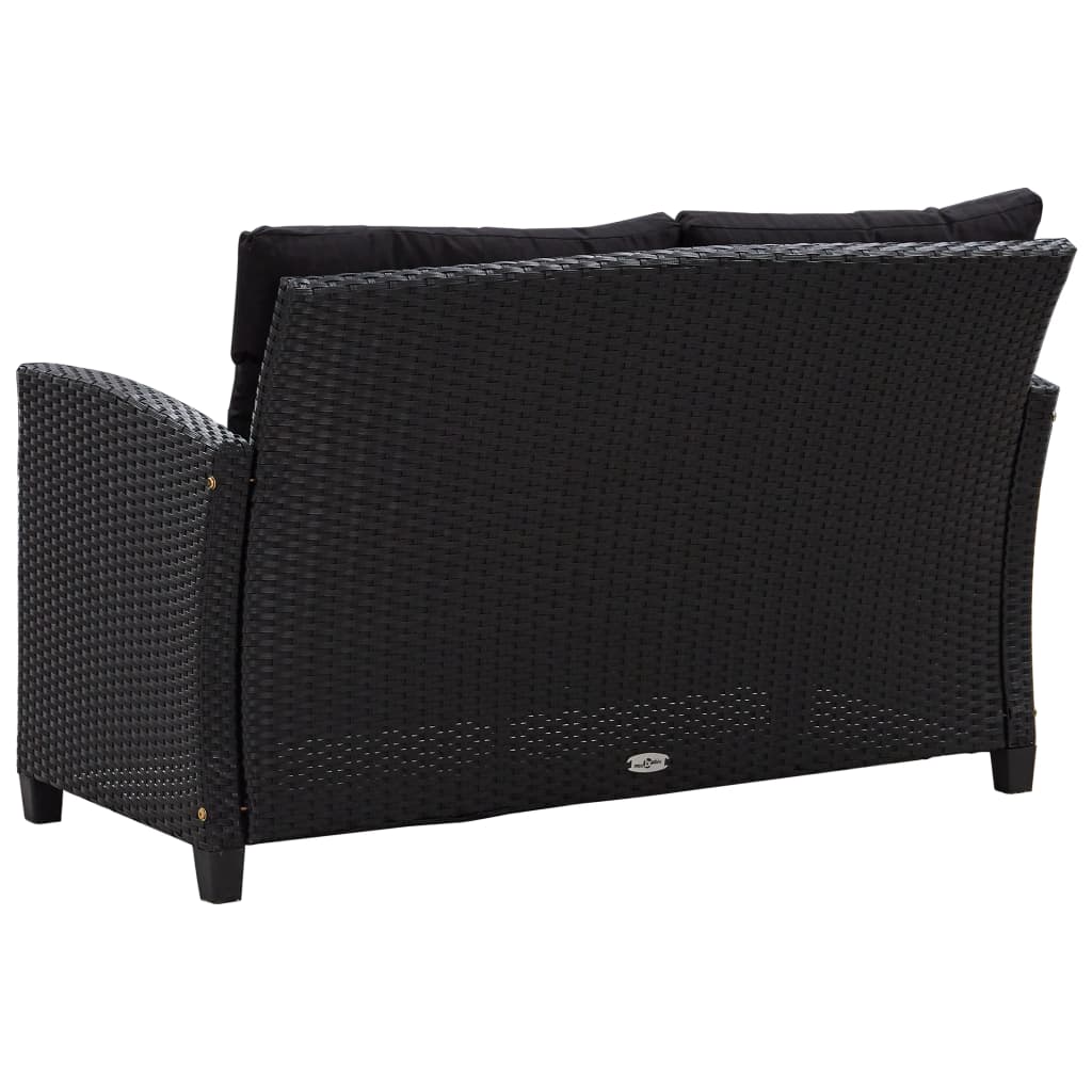 vidaXL Set mobilier de grădină cu perne, 6 piese, negru, poliratan vidaXL Set mobilier de grădină cu perne, 6 piese, negru, poliratan
