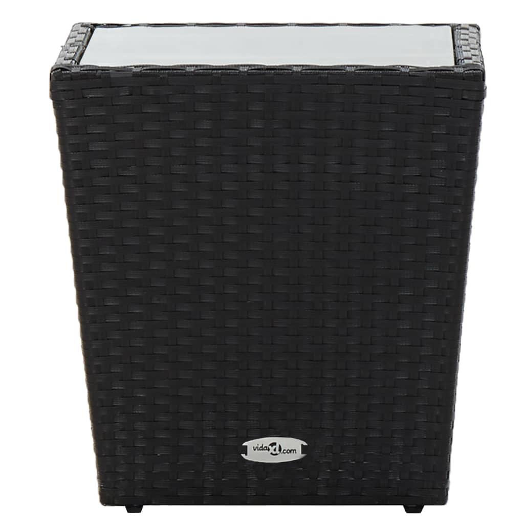 vidaXL Masă de ceai negru 41,5x41,5x43 cm poliratan sticlă securizată vidaXL Masă de ceai negru 41,5x41,5x43 cm poliratan sticlă securizată