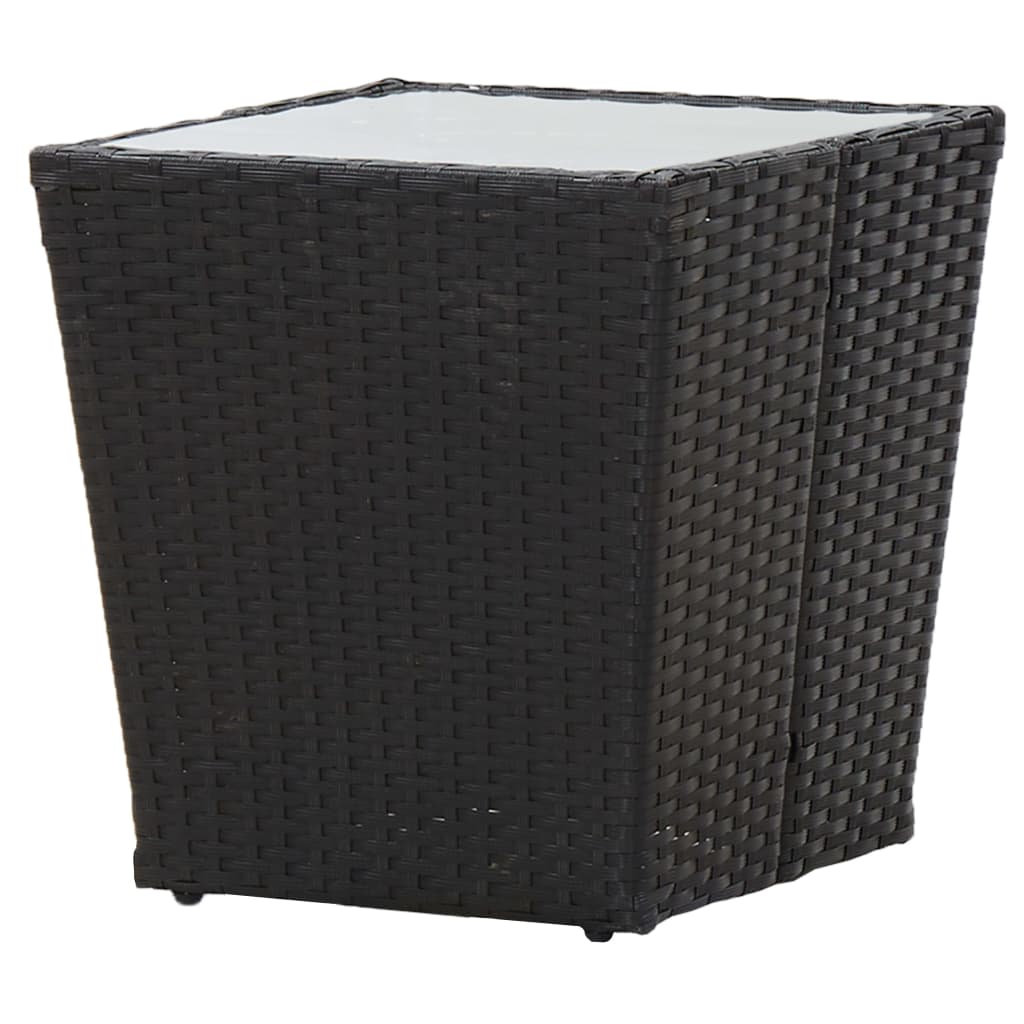 vidaXL Masă de ceai negru 41,5x41,5x43 cm poliratan sticlă securizată vidaXL Masă de ceai negru 41,5x41,5x43 cm poliratan sticlă securizată
