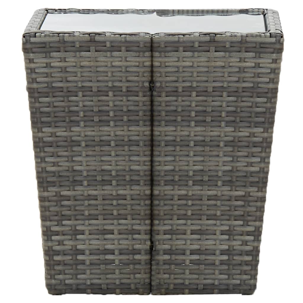 vidaXL Masă de ceai gri 41,5x41,5x43 cm poliratan sticlă securizată vidaXL Masă de ceai gri 41,5x41,5x43 cm poliratan sticlă securizată
