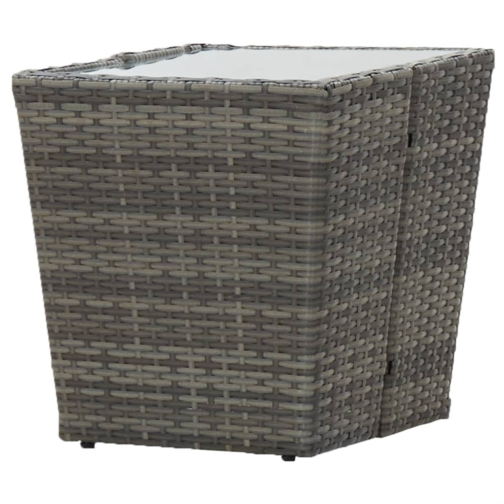 vidaXL Masă de ceai gri 41,5x41,5x43 cm poliratan sticlă securizată vidaXL Masă de ceai gri 41,5x41,5x43 cm poliratan sticlă securizată