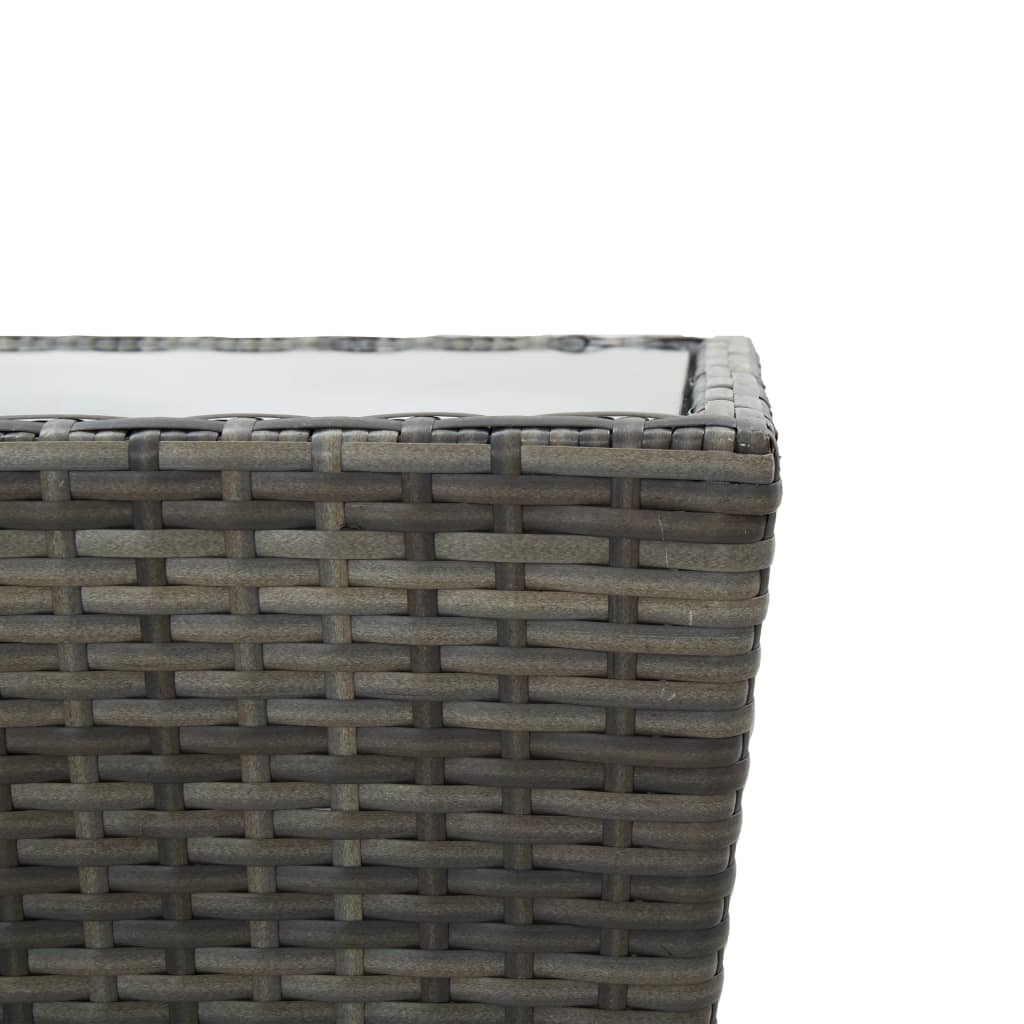 vidaXL Masă de ceai gri 41,5x41,5x43 cm poliratan sticlă securizată vidaXL Masă de ceai gri 41,5x41,5x43 cm poliratan sticlă securizată