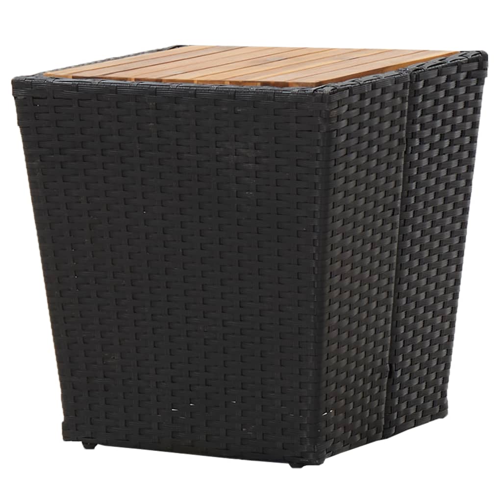 vidaXL Masă de ceai negru 41,5x41,5x43 cm poliratan lemn masiv acacia