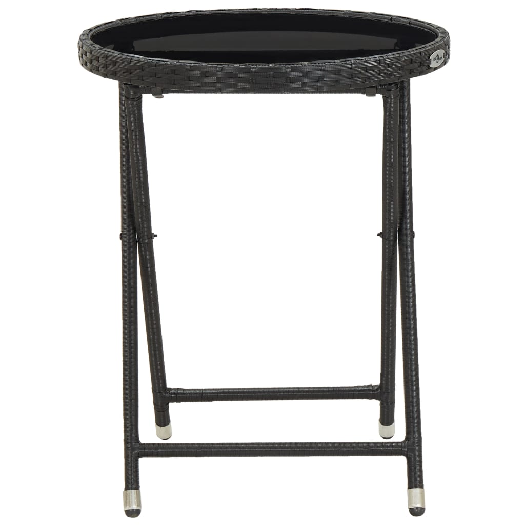 vidaXL Masă de ceai negru 60 cm poliratan sticlă securizată vidaXL Masă de ceai negru 60 cm poliratan sticlă securizată