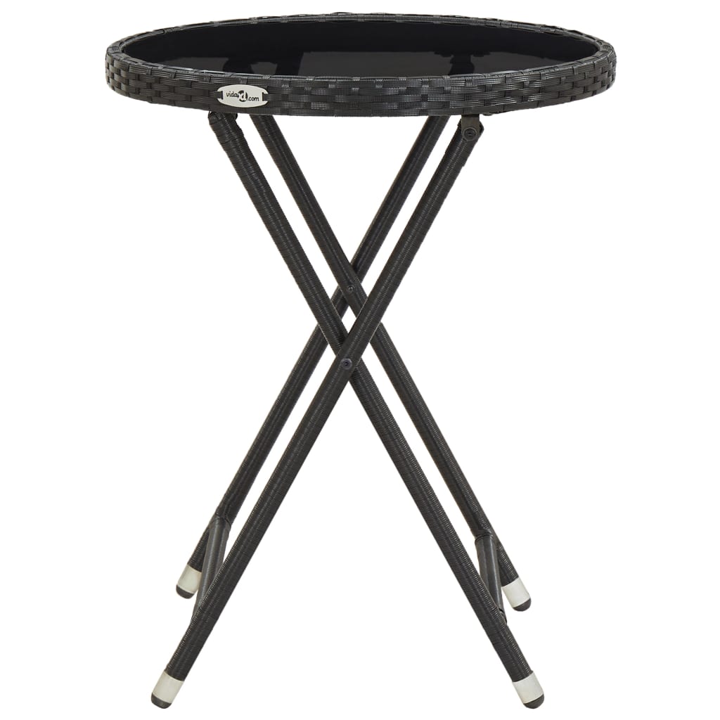 vidaXL Masă de ceai negru 60 cm poliratan sticlă securizată vidaXL Masă de ceai negru 60 cm poliratan sticlă securizată
