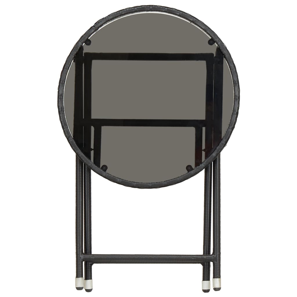 vidaXL Masă de ceai negru 60 cm poliratan sticlă securizată vidaXL Masă de ceai negru 60 cm poliratan sticlă securizată