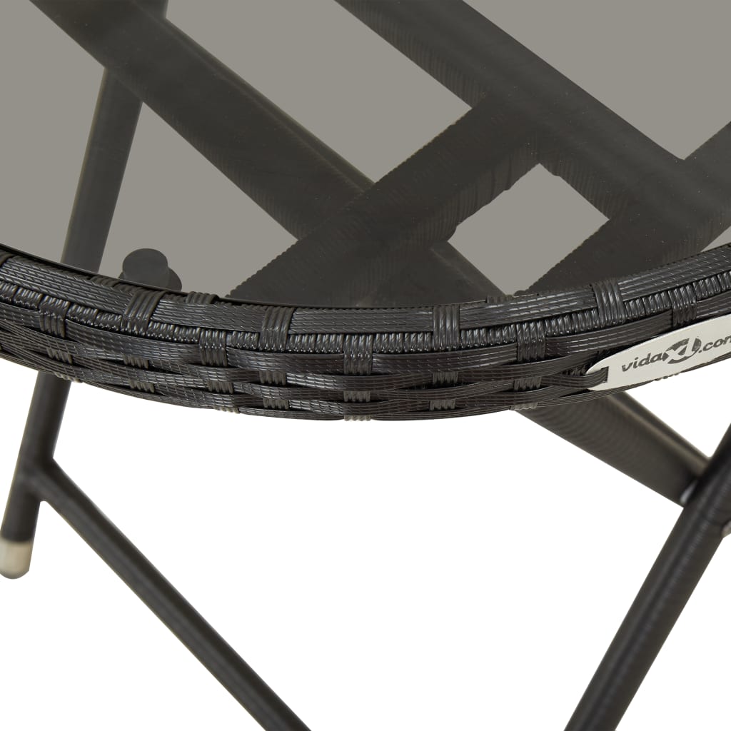 vidaXL Masă de ceai negru 60 cm poliratan sticlă securizată vidaXL Masă de ceai negru 60 cm poliratan sticlă securizată