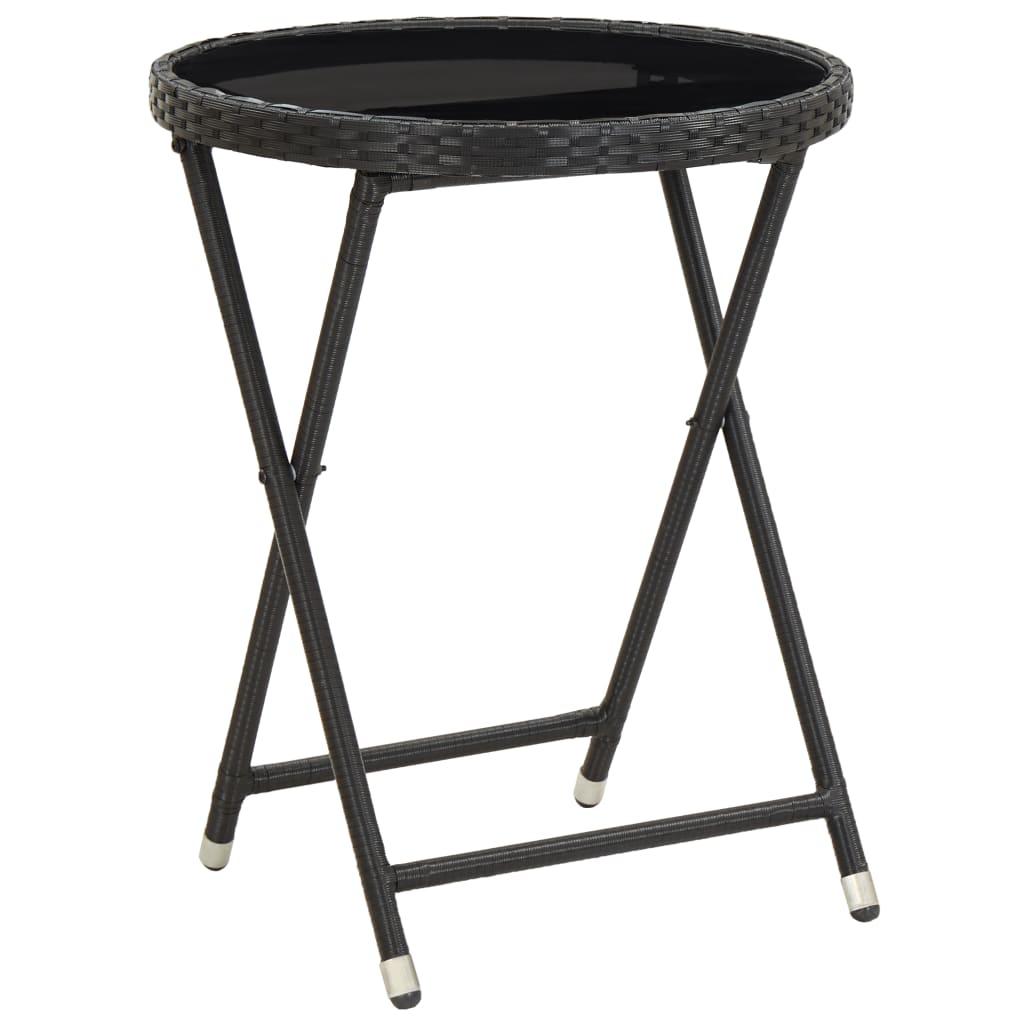 vidaXL Masă de ceai negru 60 cm poliratan sticlă securizată vidaXL Masă de ceai negru 60 cm poliratan sticlă securizată